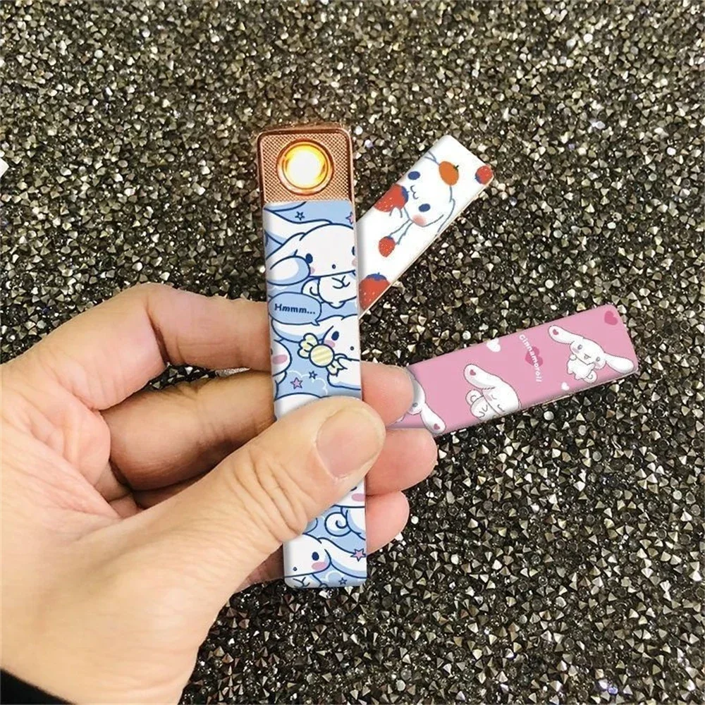 

Sanrio Kuromi Cinnamoroll cute cartoon pattern rechargeable windproof ultra-thin compact portable electronic cigarette lighter