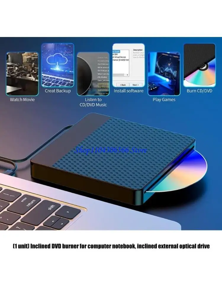 

02DD External DVDs Burners Slot Drive Loading Technology Plugs and Play via USB3.0 Type C for Home Office and Business