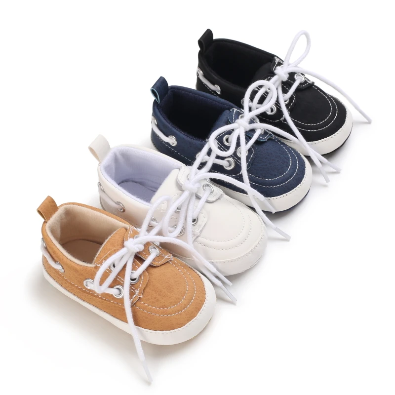 

New Baby Shoes Boys And Girls' Sports Shoes Lace Up Preschool Children's Cloth Sole Non Slip First Step Shoes Baby Newborn