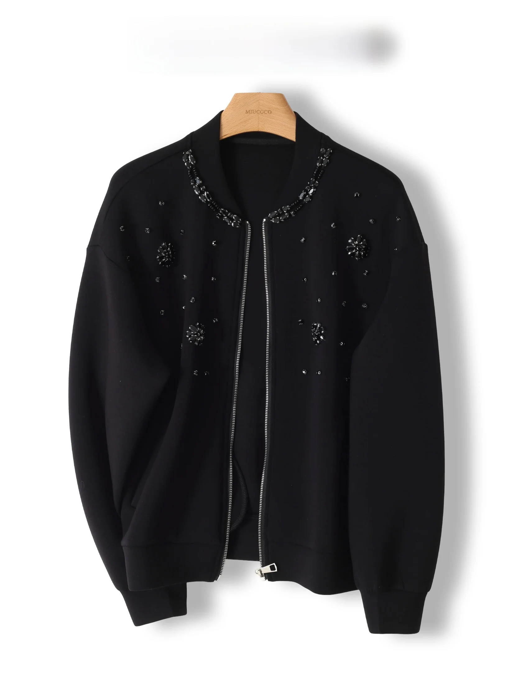 

Куртка P Brand в бейсбольном стиле с пайетками, женская, больших размеров, черная, модная, хлопковая, с длинными рукавами, на молнии, повседневная верхняя одежда