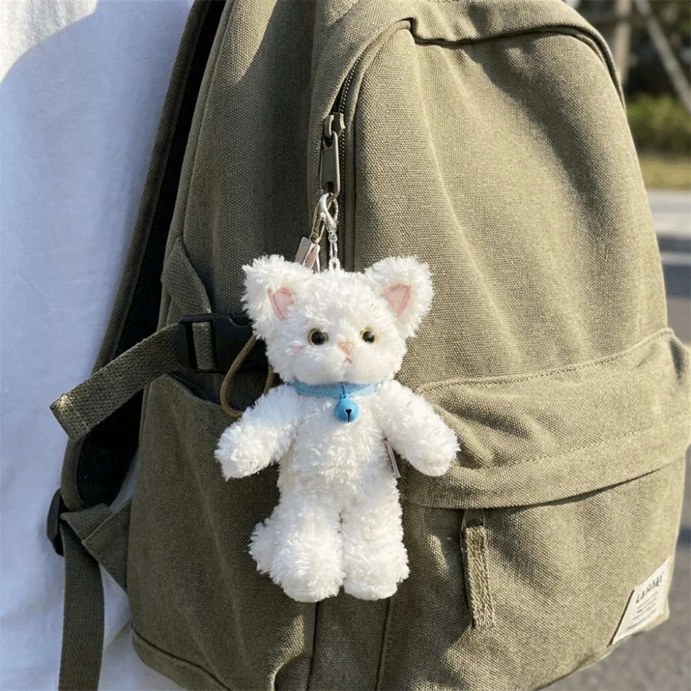 New Soft Cat Plush Keychain Curly German Cat Cartoon Stuffed Bag Charm Adorable Animal Shape Fluffy Ornament Bag Decoration