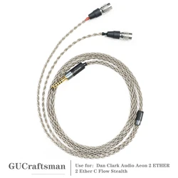 GUCraftsman 6N Single Crystal Silver Headphone Replacement Cables for Dan Clark Audio Aeon 2 Ether 2 Ether C Flow Stealth