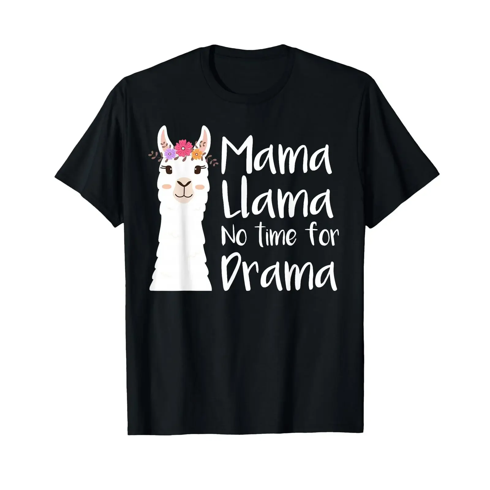 Mama Llama No Time For Drama Family Cute Womens T Shirt vintage Washed Stylish Soft homme Stretched fashion streetwear