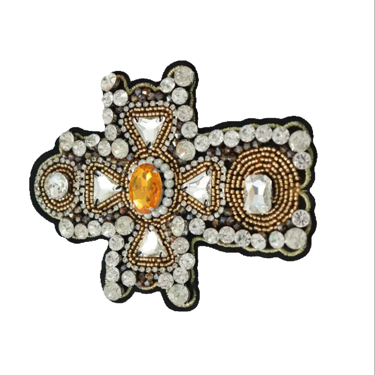 

1 PCS Handmade beaded large cross cloth stickers DIY clothes decoration patch stickers clothing accessories