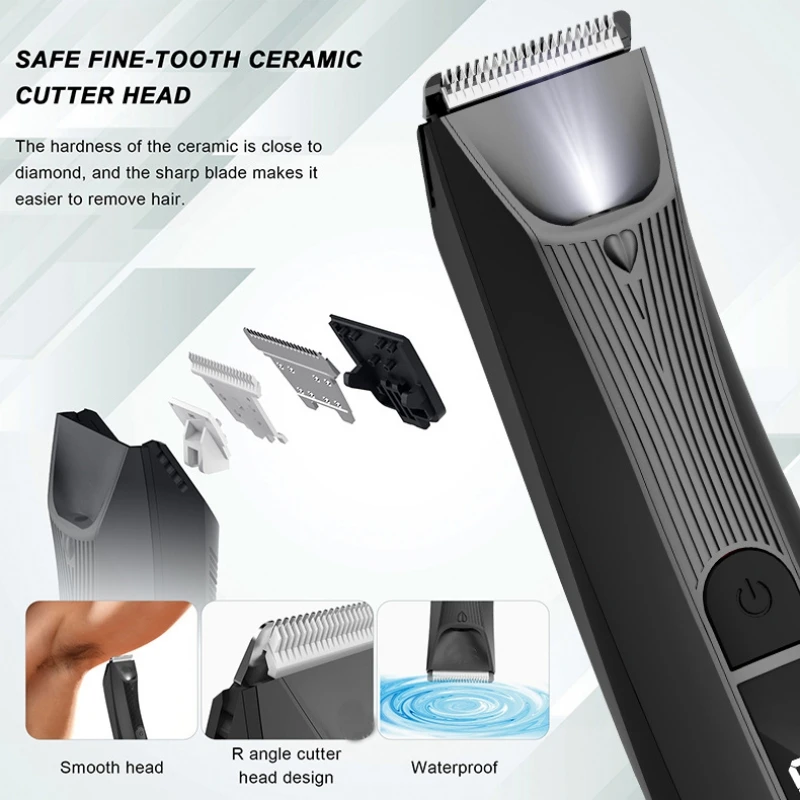 

Electric Body Pubic Groomer Clippers Cutting Groin Shaving Tools Hair Trimmer Shaver Safe Beauty With LED Light Beard Razor