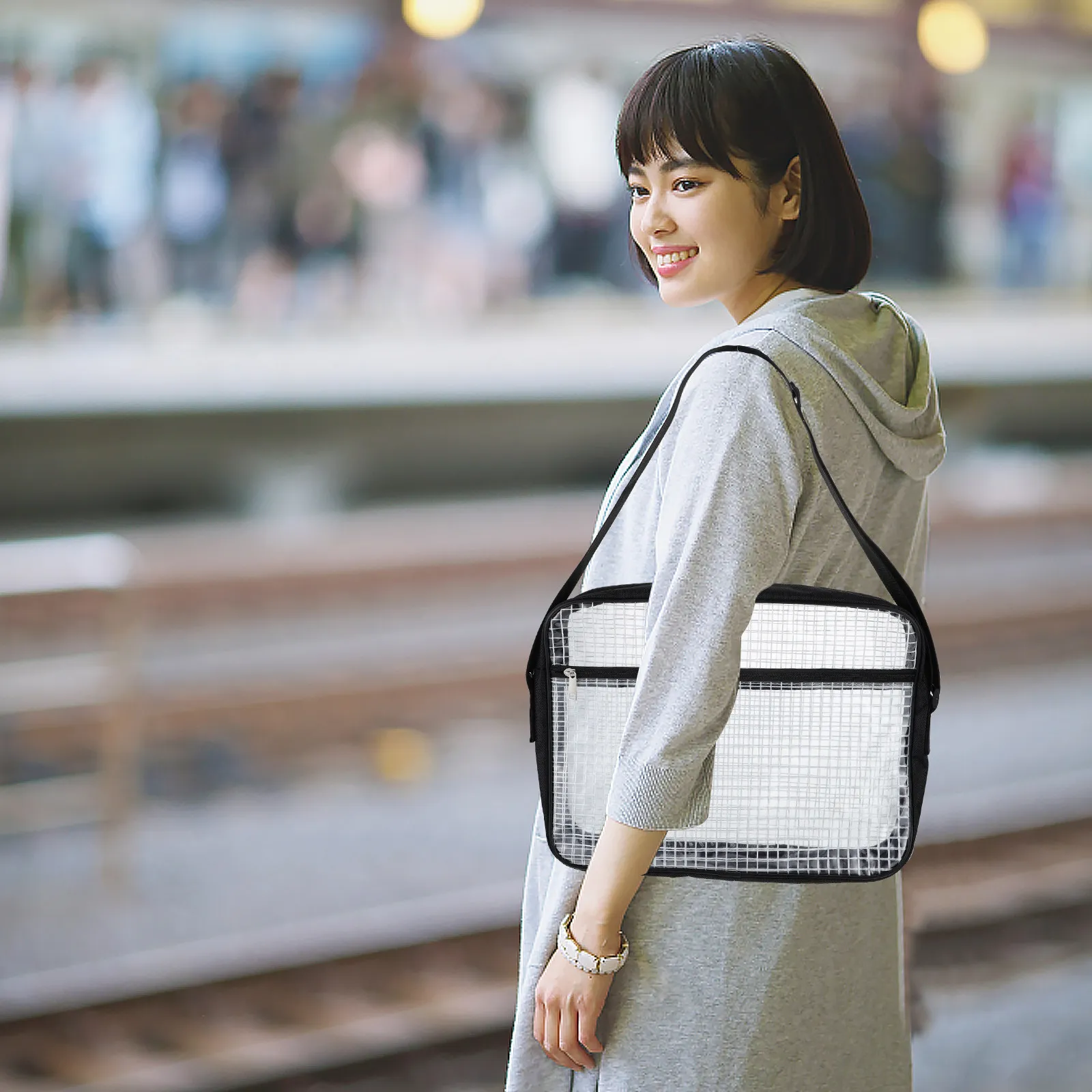 

Большая прозрачная сумка-тоут из ПВХ через плечо, антистатический пылезащитный органайзер для инструментов, для путешествий, школы, шопинга