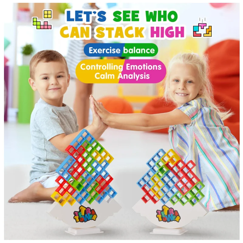 New 3D Tetris Tower Balancing Stacking Toys, Board Games for Kids,Puzzle Board Assembly Brick Educational, Parties, Travel Toys