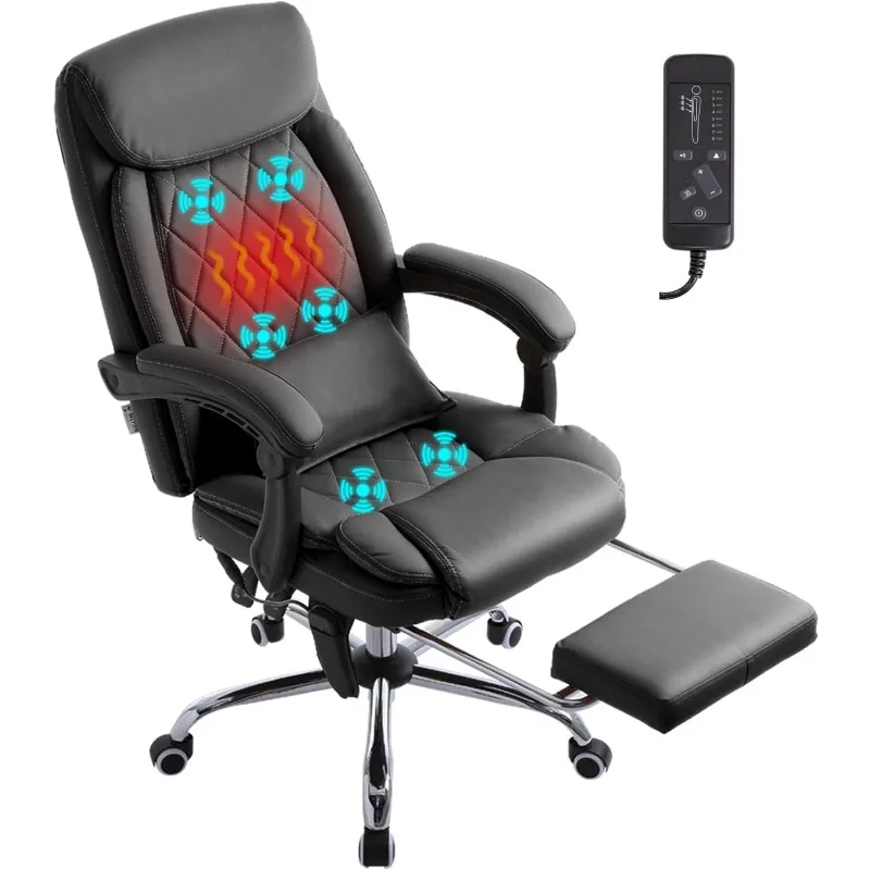 Executive Massage Office Chair with Heated,45°Reclining Ergonomic Office Chair with Footrest,High Back Computer Desk Chair