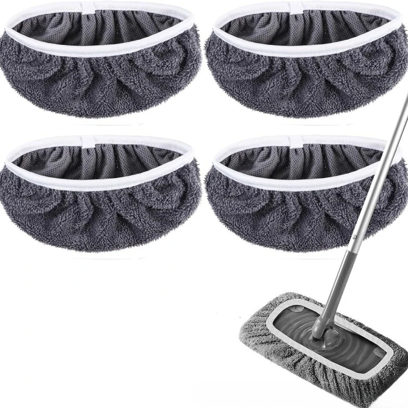4 Reusable Mop Pads with High Water Absorption and Ultra-fine Fiber Cleaning Pads That Can Firmly Adhere To Most Standard Mops