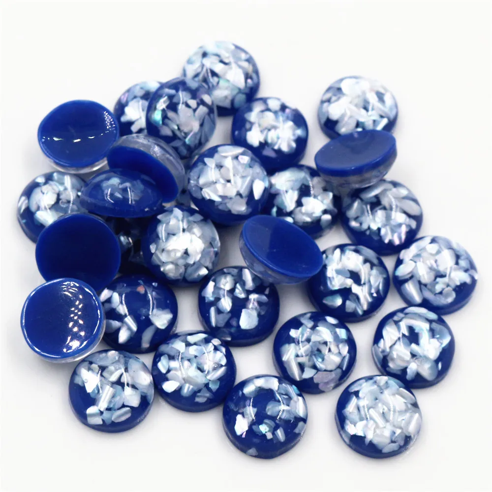 Nowy styl 40 sztuk 8/10/12mm 4 kolory wbudowany w prawdziwym muszle Style mieszkanie powrót kaboszony z żywicy Fit 8/10/12mm Cameo baza Cabochons — zdjęcie 4
