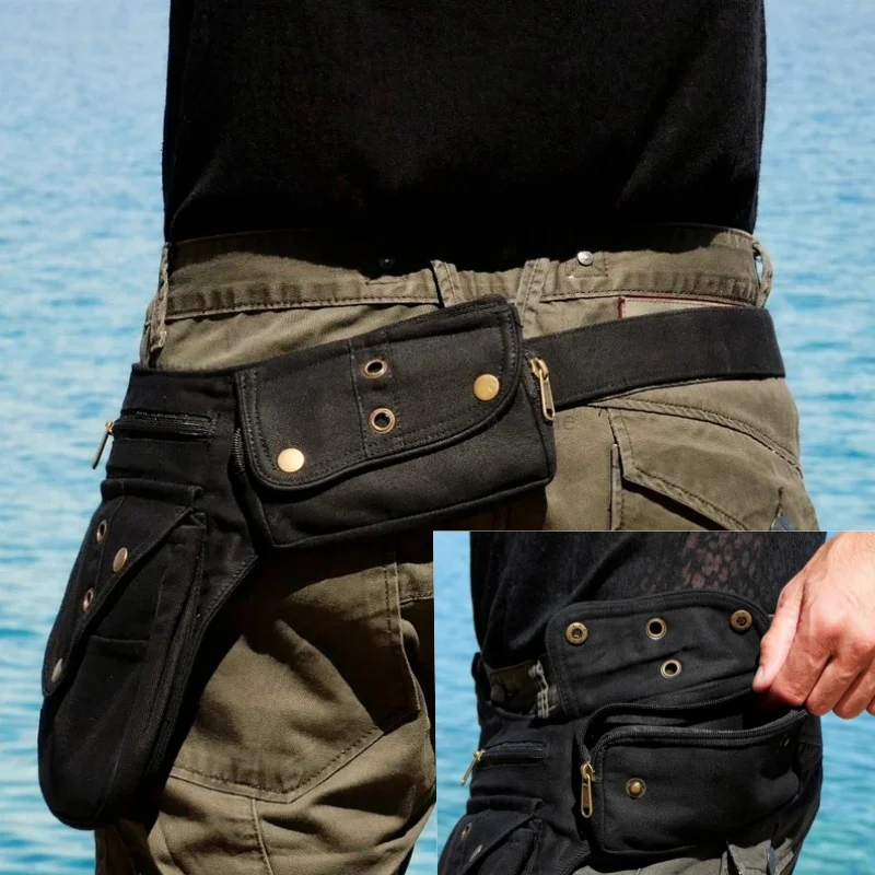 

New Cool Punk Motorcycle Style Waist Bag Retro Drop Leg Belt Pouch Outdoor Sports Belt Bag Fashion Fanny Pack 2026
