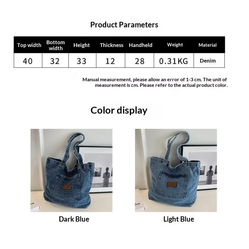 Designer-Handtasche aus Denim, luxuriöse Designer-Tragetasche, modische Clutch-Taschen, einfarbige, schlichte Damen-Handtaschen für den täglichen Gebrauch, 202 – Detail 8