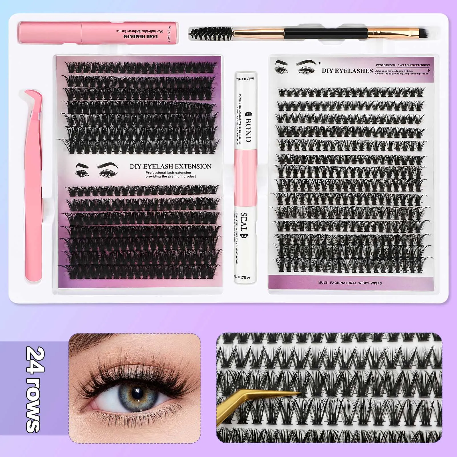 D Curl Thick Eyelash Extension Kit Individual Lashes Kit with Seal Perfect for Girls Night Out Eye Makeup