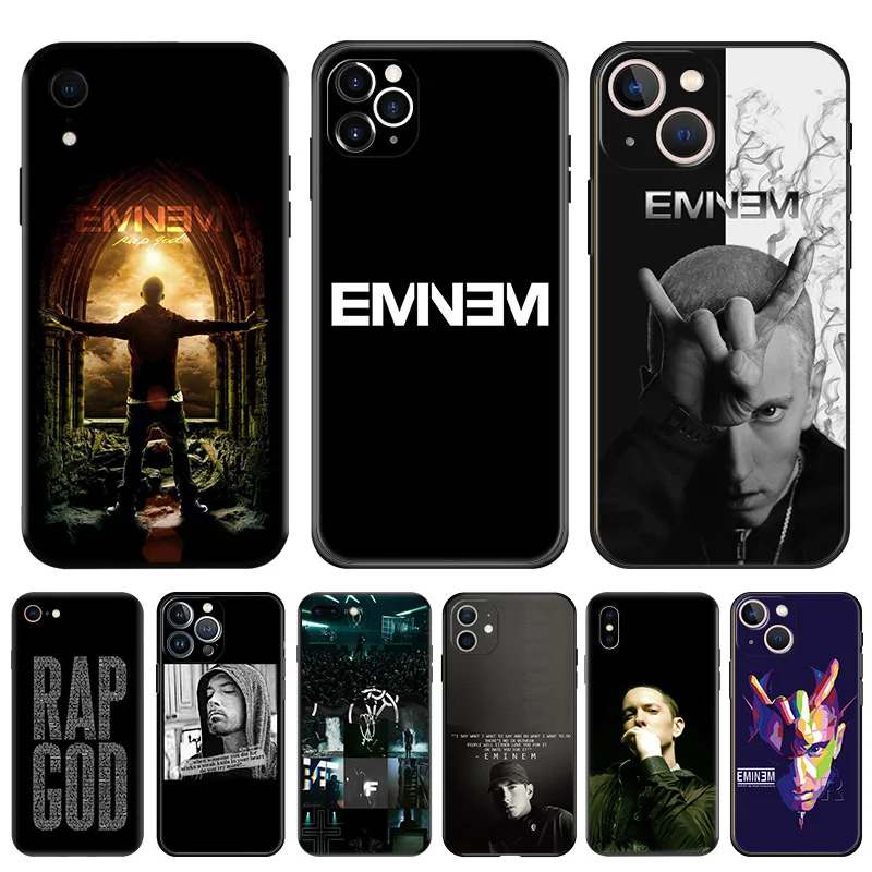 Black Matte Anti-Drop Phone Cases For iphone 15 14 Pro Max 13 12 11 Plus Mini 7 8 SE X XR XS 6 6s Luxury Eminem RAP GOD Cover