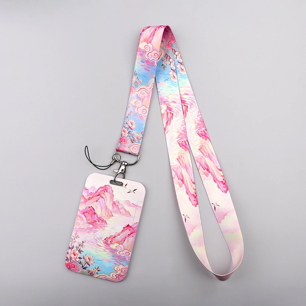 Card Holder And Neck Lanyard For ID Badge Pass Card Office Staff Student Daily Accessory Black Cat Eye Pattern Card Sleeve - view 6