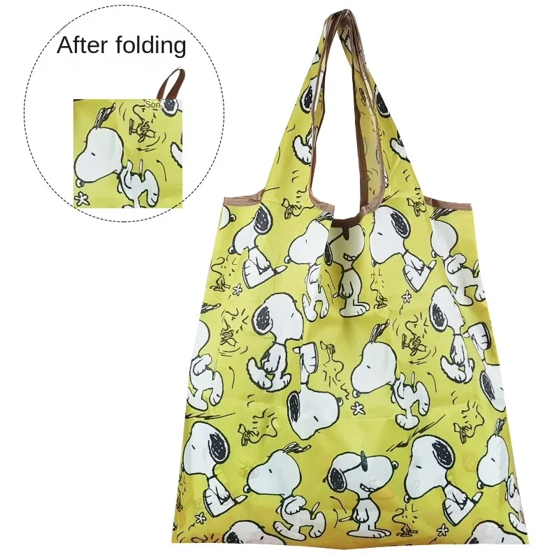 Borsa a tracolla pieghevole Cartoon Snoopy Anime riutilizzabile per generi alimentari Borsa ecologica di grande capacità Borsa da viaggio per