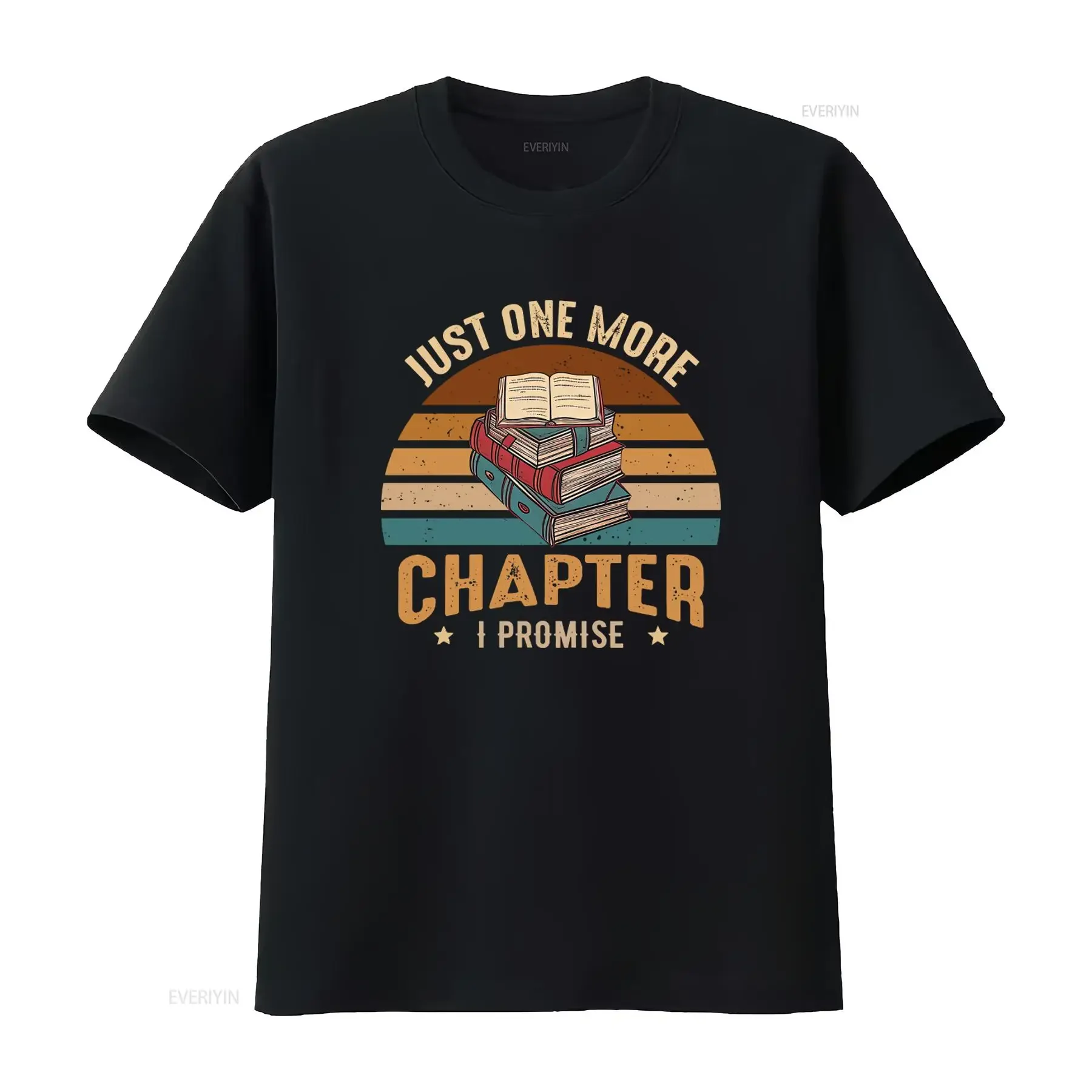 Just One More Chapter T Shirt Retro Stacked Books Design for Book Lovers Reading Enthusiasts vintage Washed graphic homme