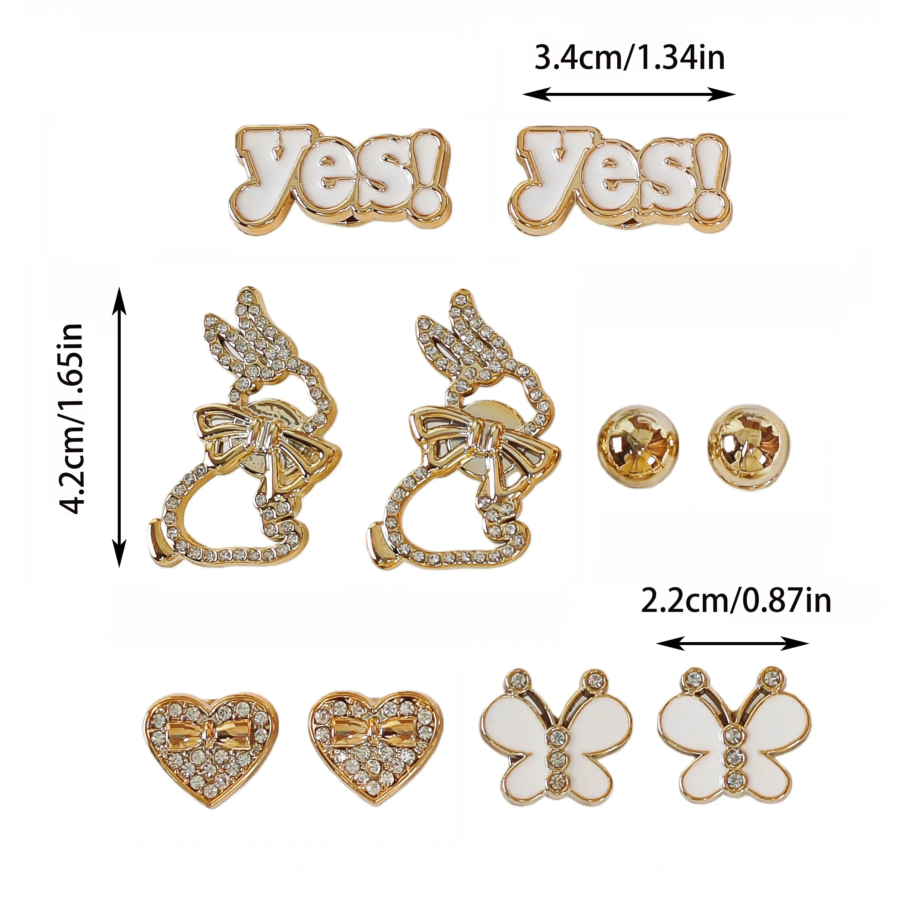 10Pcs DIY Shoe Decoration Charms Shiny Rabbit, Letter, Butterfly, Heart Decorative Charms Non-Metallic Lightweight Material Y2K Fashion Versatile Cute Personality Accessories for Men and Women Suitable for Eva Beach Shoes, Sandals, Removable Shoe Decoration, Holiday Gift