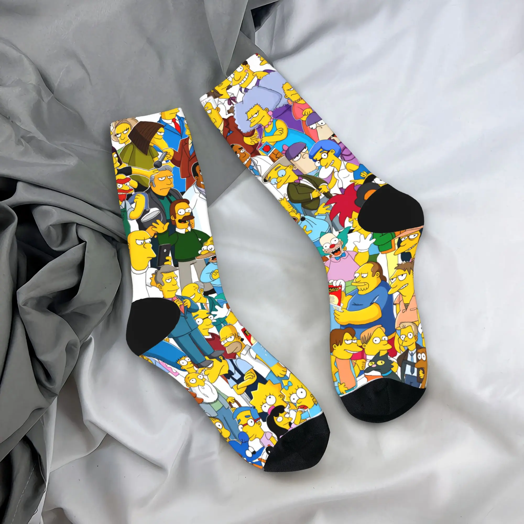 

Носки с групповым портретом персонажей Симпсонов, корейские носки, весенние антибактериальные носки для женщин и мужчин, мягкие велосипедные носки с принтом