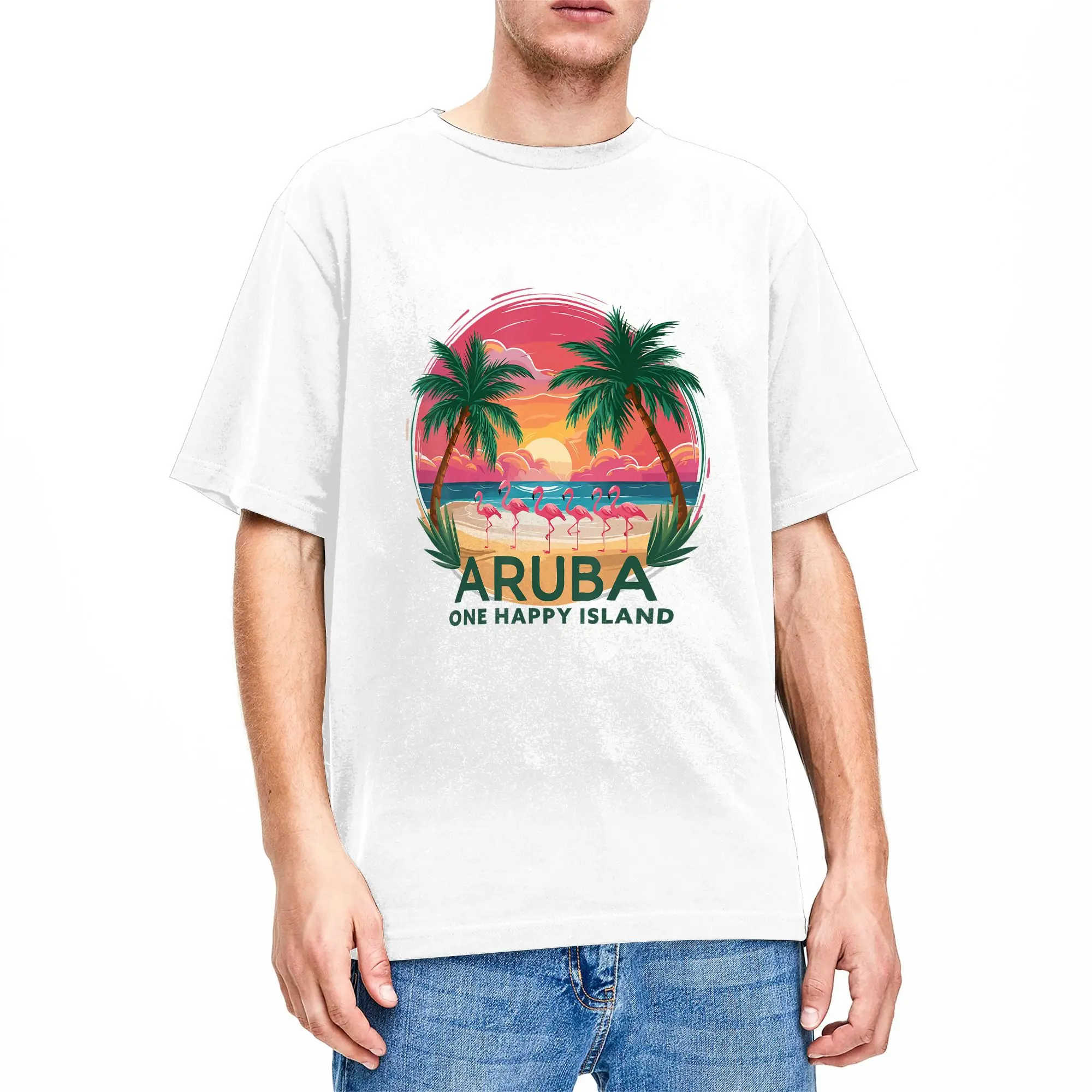 Couple T Shirt Aruba One Happy Island Souvenir T Shirts Popular  Summer Tee Shirt Vintage Pure Cotton Tops Gift Idea