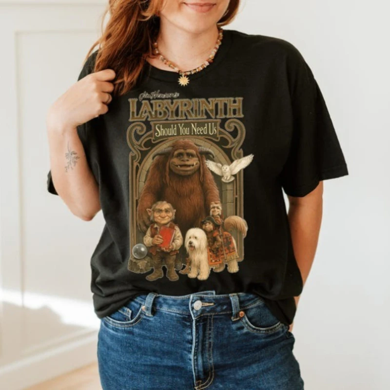 Labyrinth Should You Need Us Sweatshirt Vintage T-shirt Movie 90's Jim Henson Movie Ludo Hoggle Fan Gift Unisex Commuter Shirt