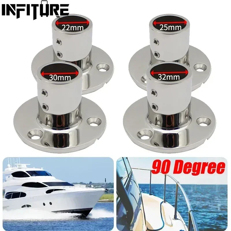 22mm/25mm/30mm/32mm 90 Degree Boat Handrail Fitting 316 Stainless Steel Marine Hardware Boat Hand Railing Round Base Tube Pipe