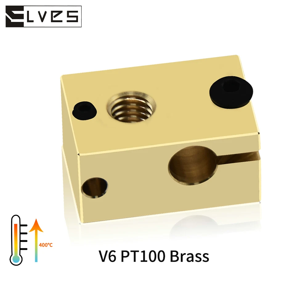 ELVES 3D Printer Parts V6 Heater Block Aluminium Brass Copper Plated Heating Blocks For V6 PT100 J-head Hotend Heaterblock