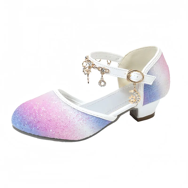 

High-heeled Shoes For Girls Spring And Autumn New Little Girl Princess Crystal Shoes Children's Cuhk Shows Soft-soled Shoes