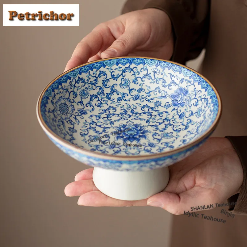 

Ru Kiln Высокие фруктовые тарелки Винтажная кондитерская тарелка Конфеты-бар Поднос для сервировки сухих фруктов Бытовой сервировочный поднос Аксессуары Подарок