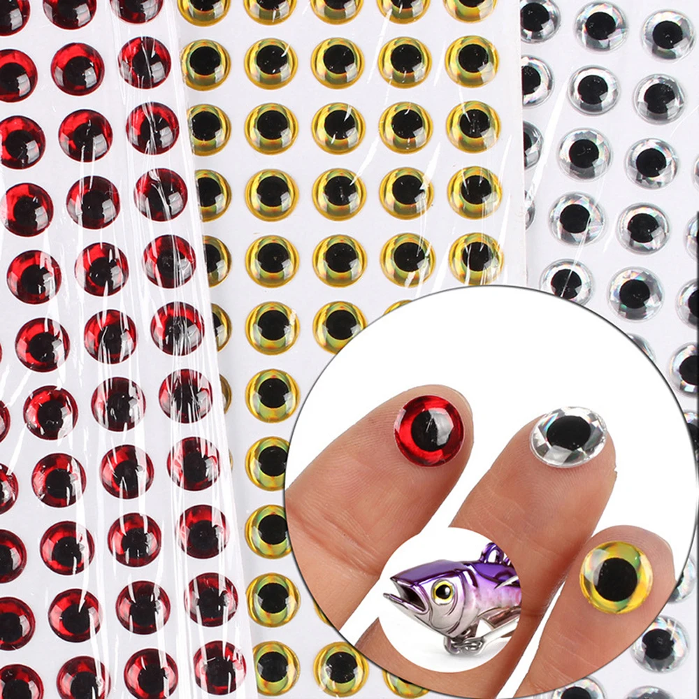 Sticker Fishing Tackle 4mm 5mm 6mm Holographic 100pcs/lot Eyeball DIY Eyes Artificial Fish Eyes 3D Fish Eyes Fishing Lure Eyes