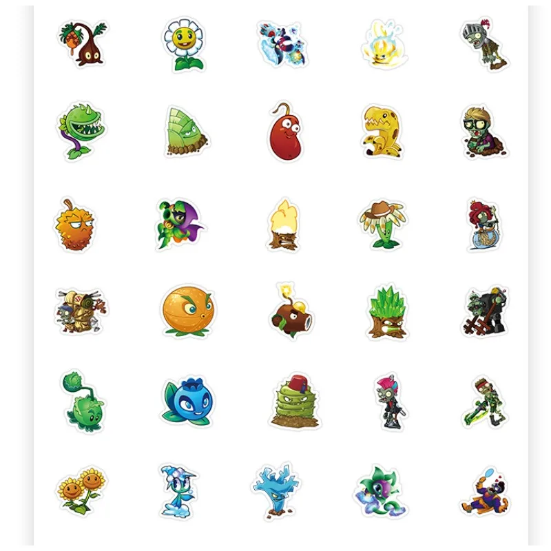 100 Uds. Plantas de personalidad de dibujos animados vs. Zombies, pegatinas decorativas para garabatos creativos PVZ