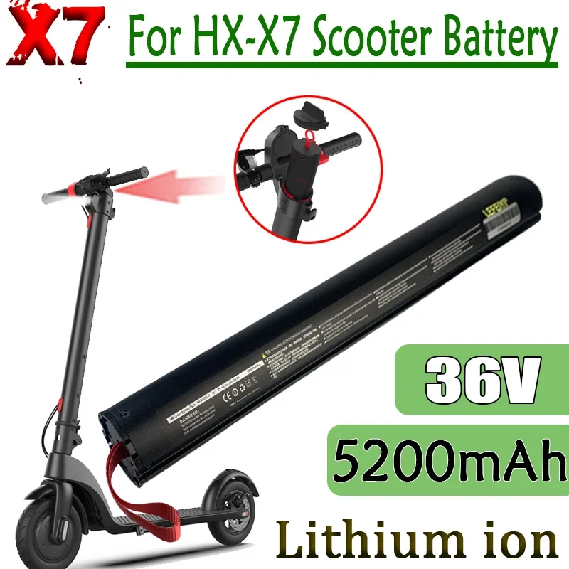 36V 5200mAh X7 สกู๊ตเตอร์แบตเตอรี่แบบชาร์จไฟได้ในตัวแบตเตอรี่สําหรับ HX X7 สกู๊ตเตอร์ไฟฟ้าสกู๊ตเตอร์แบตเตอรี่ 36v