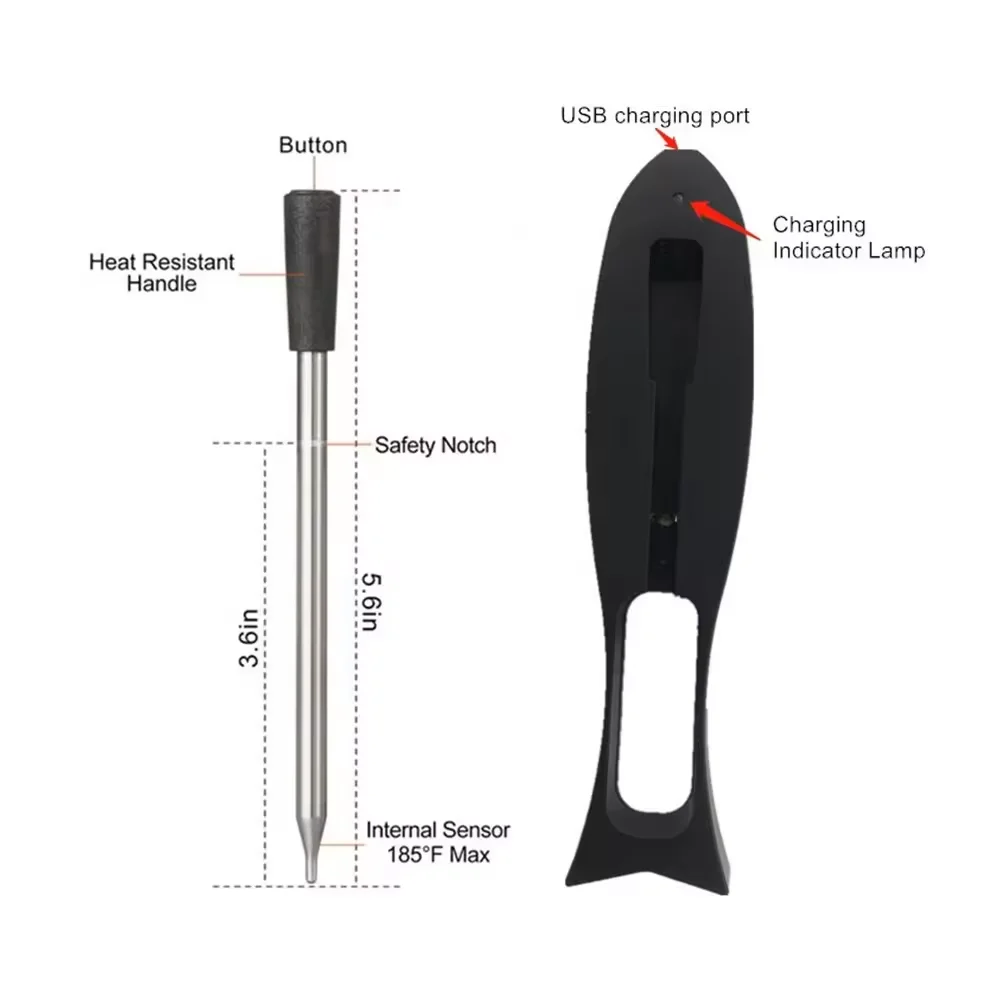 Fleischthermometer, kabelloses Fleischthermometer, Fernsonden-Thermometer mit APP