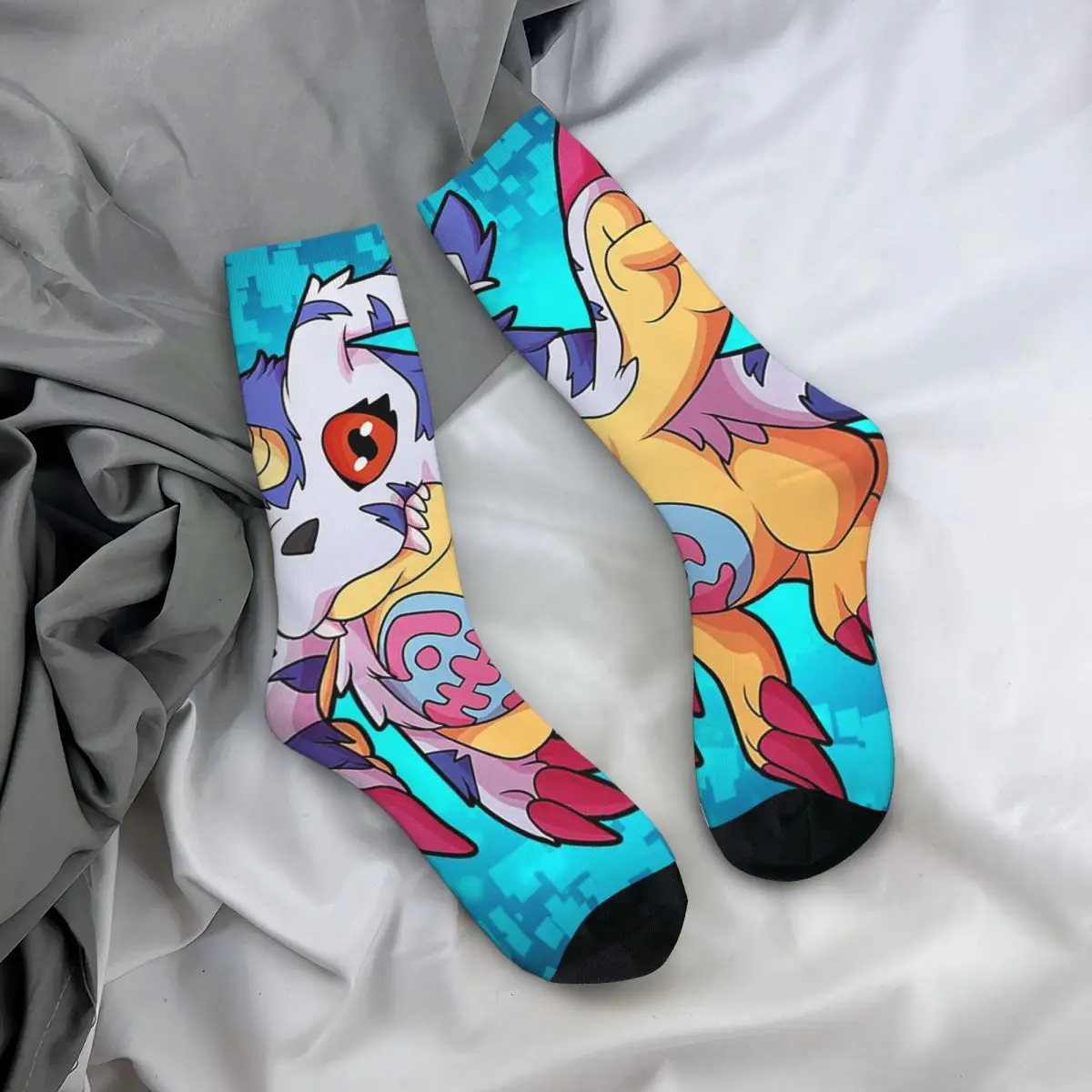 

Всесезонные чулки для экипажа, носки Digimon, забавные длинные носки, аксессуары для мужчин и женщин, рождественские подарки