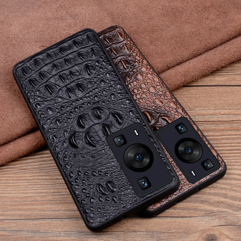 

New Genuine Leather Luxury 3d Crocodile Head Mobile Phone Case For Huawei P60 P50 Pro Cover Cases