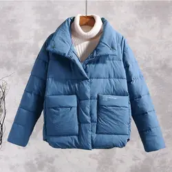 Abrigo de algodón con cuello levantado para mujer, parka cálida de talla grande, chaqueta de invierno, novedad de 2023