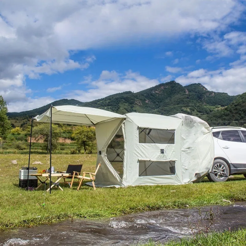 

Outdoor Car Rear Tent Waterproof Sunshade Car Side Tents Foladable Self Driving Shelters with Large Space Stable Structure