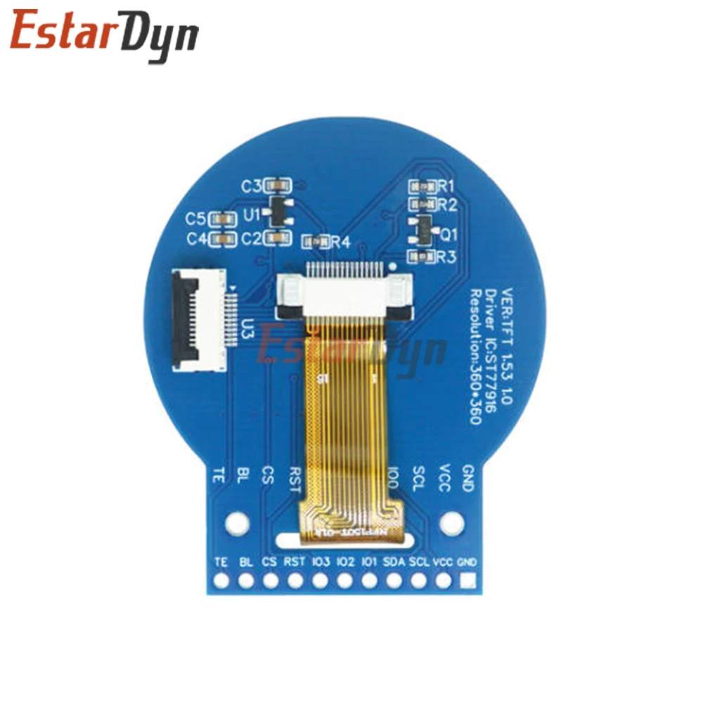 EstarDyn 1.53 Inch Round TFT LCD Display 360x360 ST77916 QSPI Interface Color Screen for Smart Watch DIY