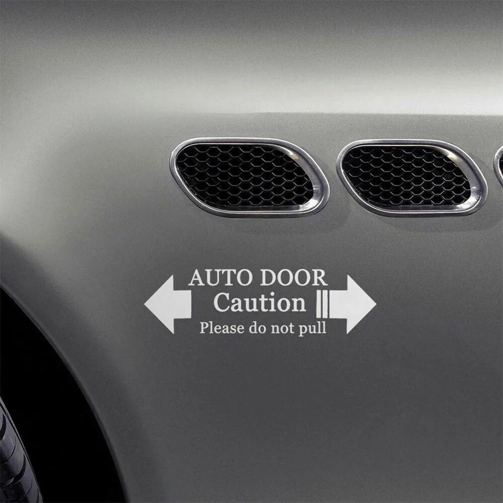 Auto Door Caution Vinyl Sticker for Installation on Vehicle Entry Points Where Powered Door Mechanisms Are Present
