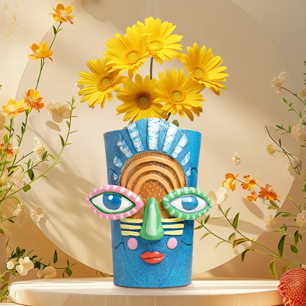 Abstract Face Planter Pot for Indoor Outdoor Plants Herb Succulent Cactus Flowerpot Home Balcony Garden Patio Art Decor