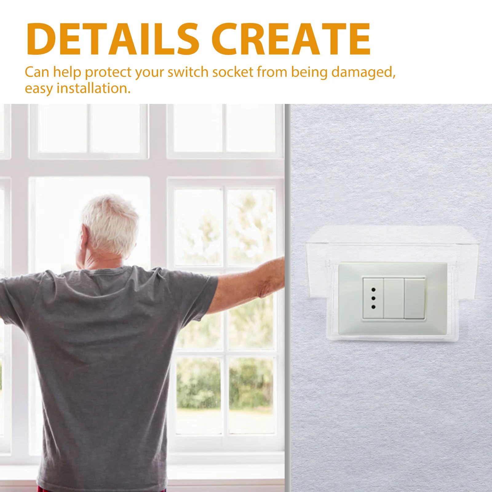 

Waterproof Socket Cover Double-Position Thickened Sticky Design Durable Splash-Proof for Kitchen Living Room Bathroom Protection