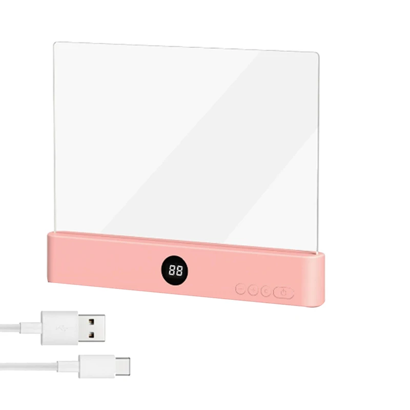 Book Light, Rechargeable Clear LED Flat Reading Light with 3 Colors & Timer, Plate Lamp Book Full Page Light Pink-ABLL