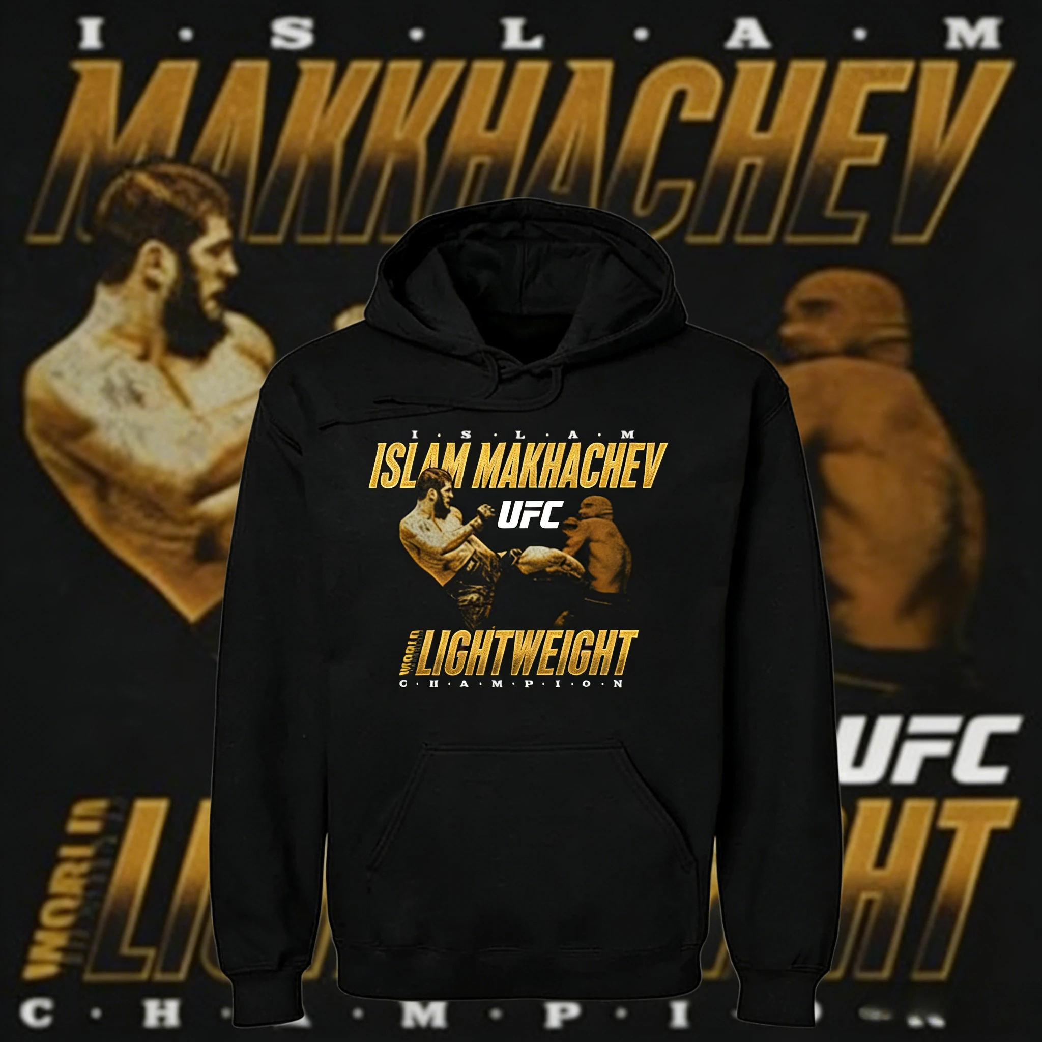 

Легкая толстовка с капюшоном UFC Champion Islam Makhachev, 2025-26, осенне-зимняя свободная повседневная мужская и женская толстовка из чистого хлопка