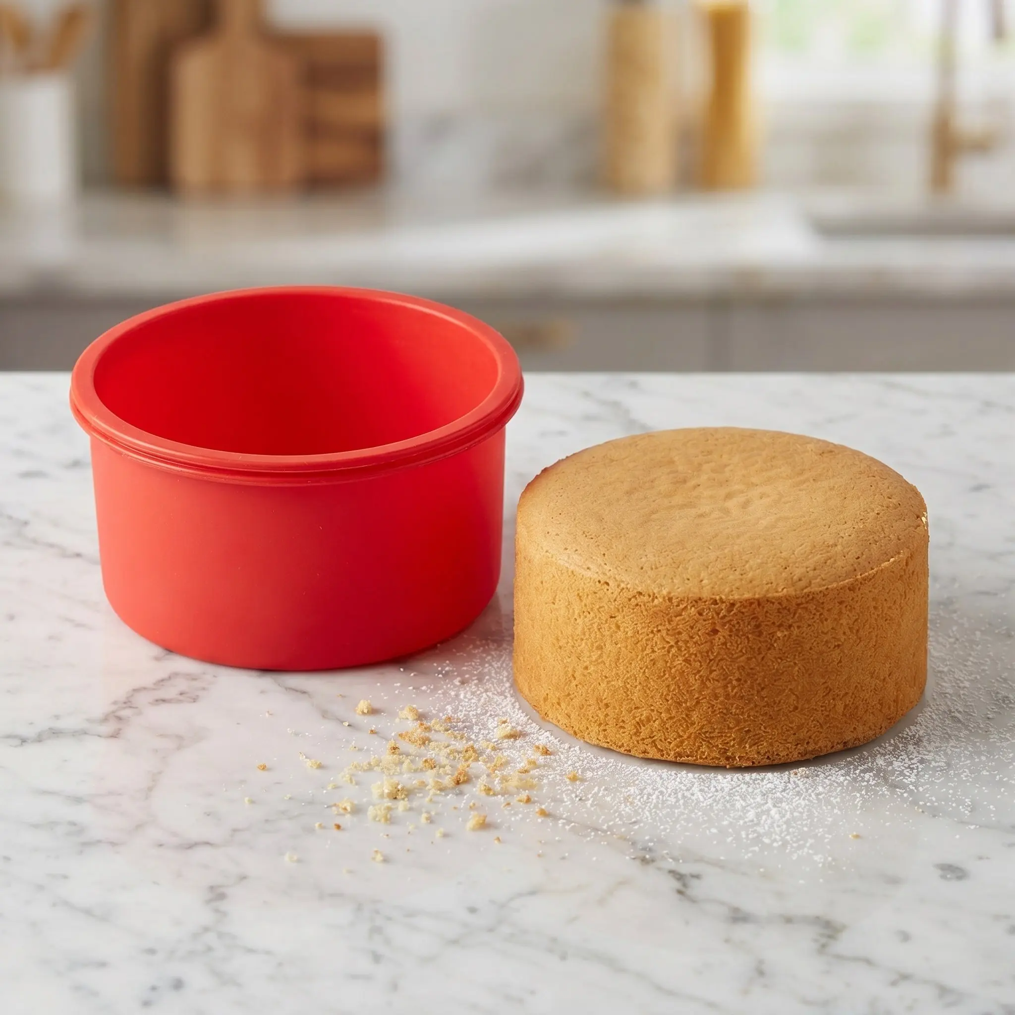 4Pcs Silicone Cake Mold Nonstick Round Baking Pan Red Flexible Oven Safe Kitchen Bakeware Sets for Party Dessert Home Baking