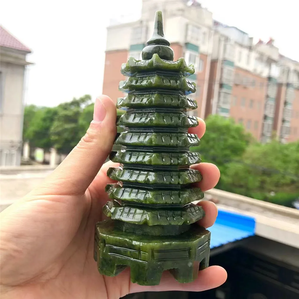 

Natural Stone Jade Pagoda Point Carved Stone Wenchang Tower Energy And Healing Crystals For Home Decoration