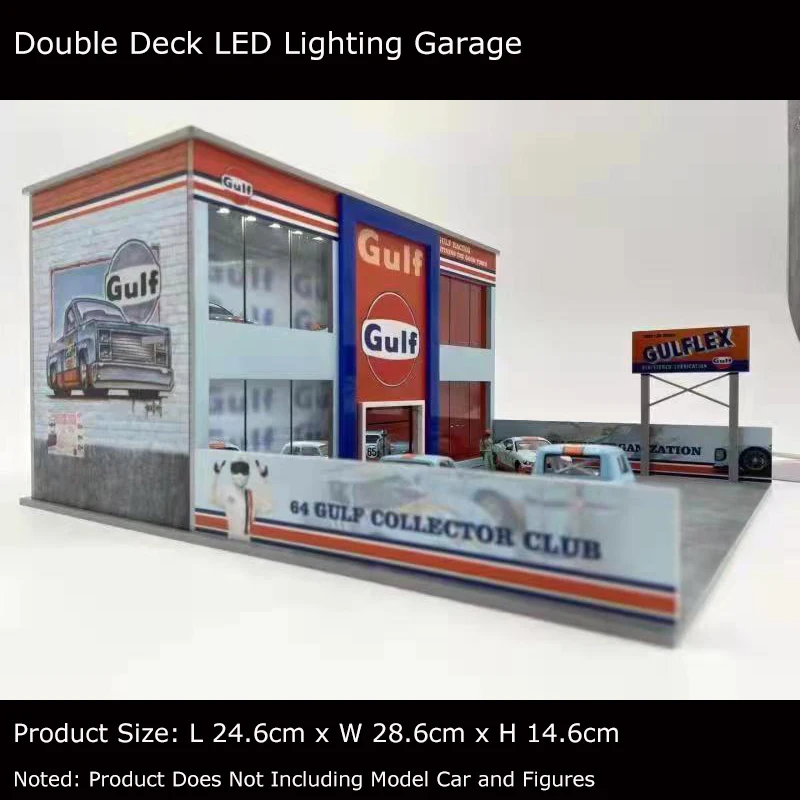 Assemble Diorama 1:64 LED Lighting Garage Gulf Coating Double Deck Vehicle Display Station