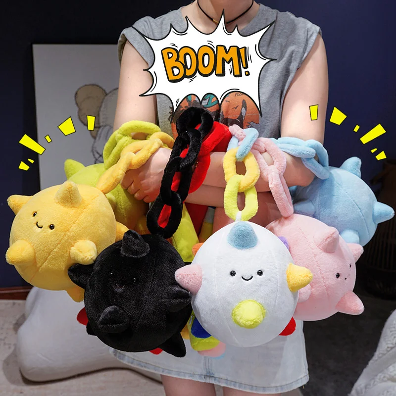 Kawaii Flail Mace Plush Toy Cartoon Cute Meteor Hammer Stuffed Doll Medieval Flail Plush Prop Morning Star Mace Creative Gifts