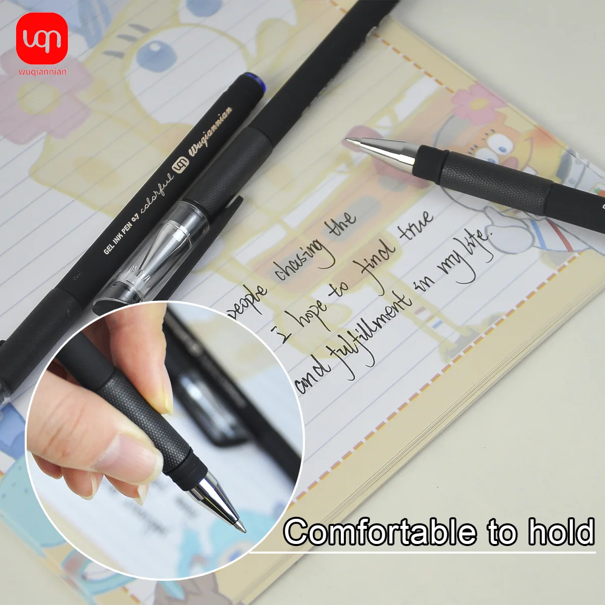 WQN 3/6/12 Bolígrafo negro de 0,7mm, portalápices de plástico, tacto cómodo, escritura suave, bolígrafo de examen de tinta negra