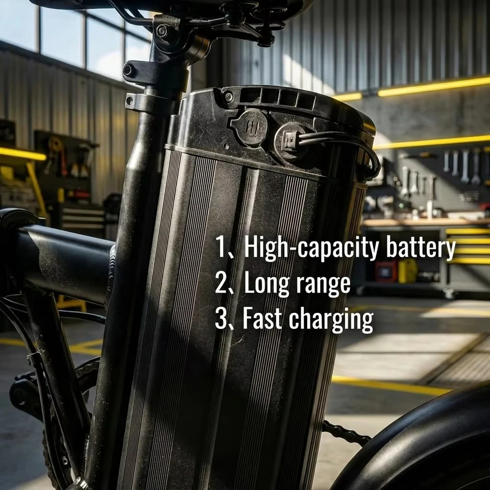 400W Folding Electric Bike for Adults, 48V 15AH Removable Battery Long Range, 14" Vacuum Explosion-Proof Tires, Dual Disc Brakes, Front & Rear Suspension, Quick Fold, Rear Cargo Rack, City Commuter E-Bike image 7