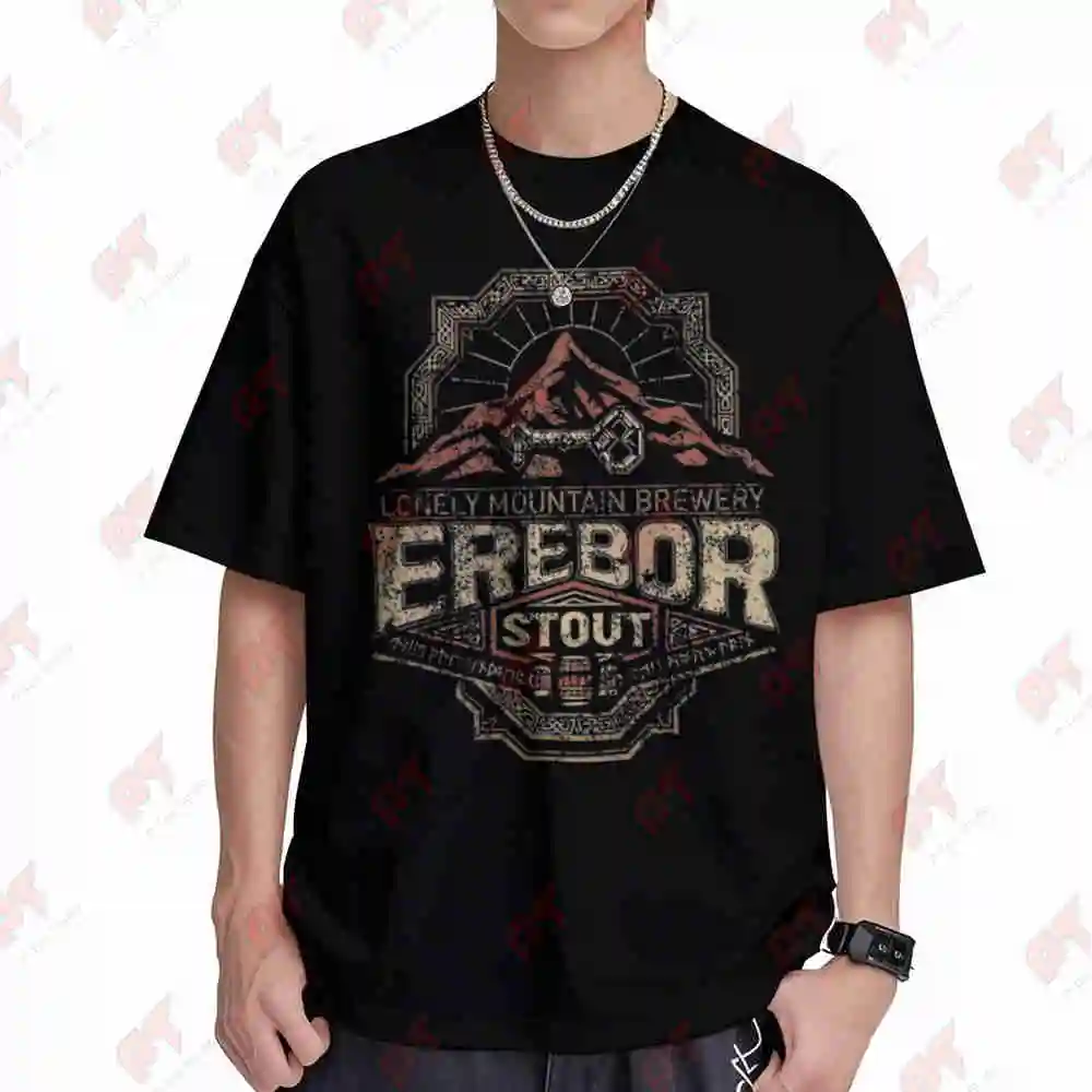 Erebor Brewery Fantasy Ring Dwarves Elves Mythical Short Sleeve Tee 100% Cotton T-Shirt